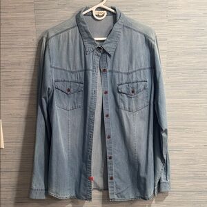 Casual Light Blue Denim Button Down Shirt